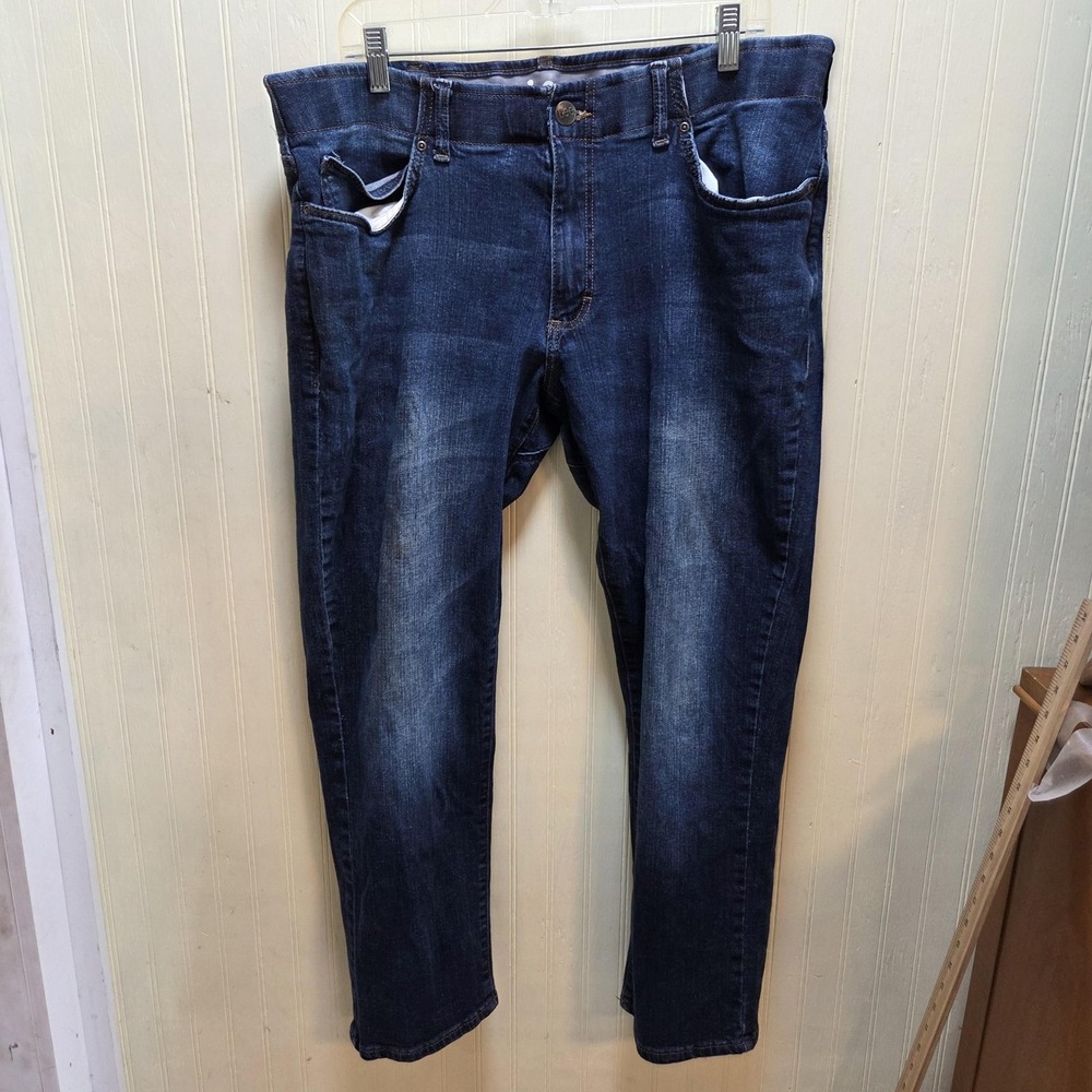 Lee Straight Taper Jeans Mens 38x28‎ Medium Blue Regular Fit Stretch Denim Pants